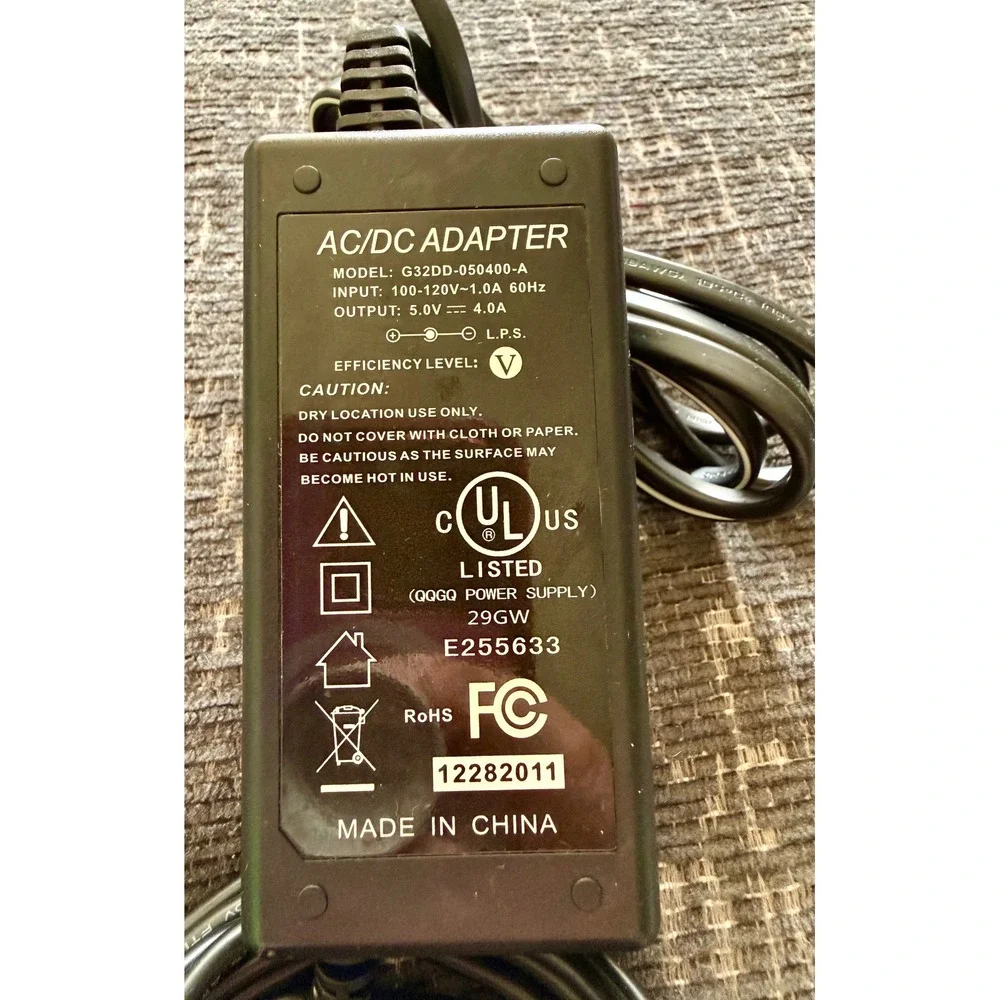 AC/DC Adapter G32DD-050400-A 5V 4A Power Supply *NOT TESTED*